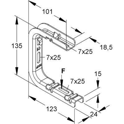 Wspornik do korytka siatkowego, ocynk sendzimira, GTCB 50/100 S -schemat