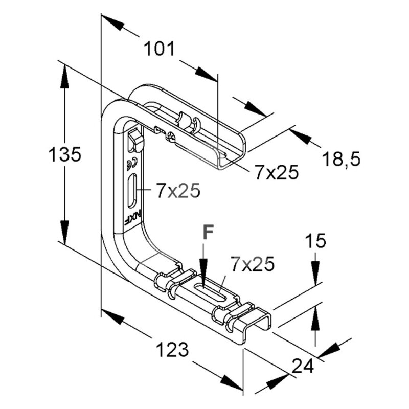 Wspornik do korytka siatkowego, ocynk sendzimira, GTCB 50/100 S -schemat