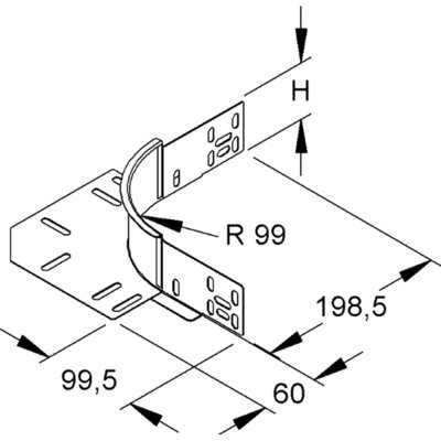 Wkładka narożna, stal 304, REK 60 E3 -schemat