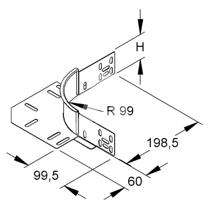 Wkładka narożna, stal 304, REK 60 E3 -schemat
