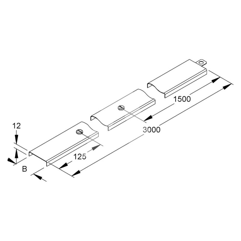 Pokrywa koryta z ryglem obrotowym, ocynk ogniowy, RDV 50 F -schemat