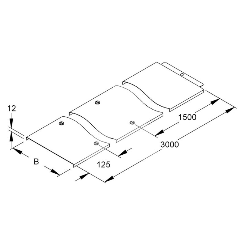 Pokrywa koryta z ryglem obrotowym, ocynk sendzimira, RDV 500 -schemat