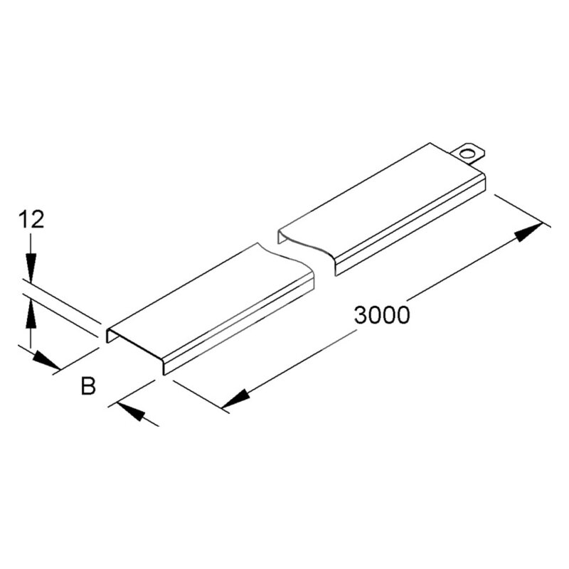 Pokrywa koryta standardowa, stal 304, RD 50 E3 -schemat