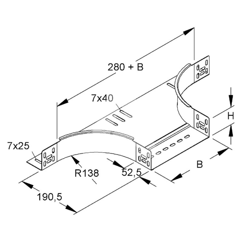 Kształtka typu T, stal 304, RTA 60.100 E3 -schemat
