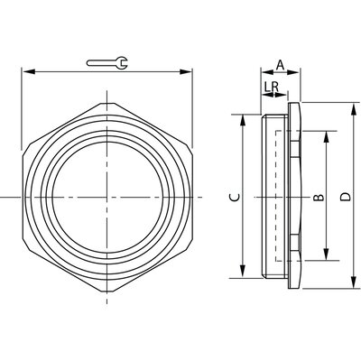 Reduktor mosiężny M50/M32, 855032 - szkic