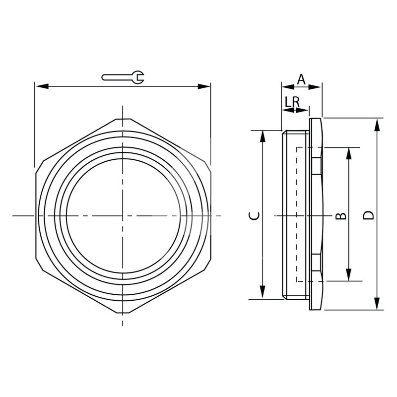 Reduktor mosiężny M40/M25, 854025 - szkic