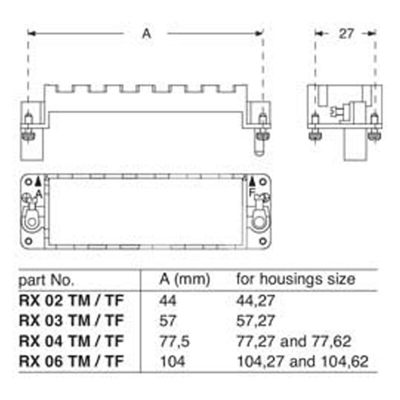 Ramka dokująca wkładów do złączy przemysłowych, 104.27, HNM, RX 06 TF - schemat