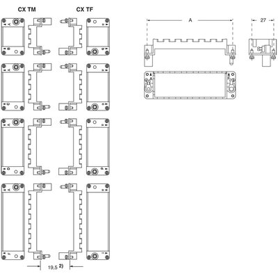 Ramka dokująca wkładów do złączy przemysłowych, 104.27, CX 06 TF - schemat