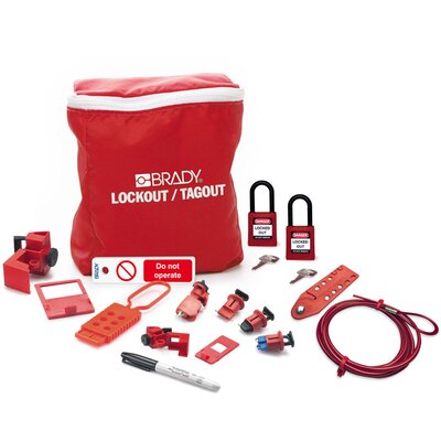 Zestaw blokad LOTO dla elektryka + kłódki i zawieszka EN, 196228