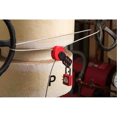 Blokada zabezpieczająca LOTO SAFELEX, ze stalową linką 5 m, uniwersalna, 145551 - aplikacja 2