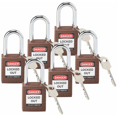 Kłódka bezpieczeństwo LOTO, nylonowa, szakla 38 mm, brązowa, 813636