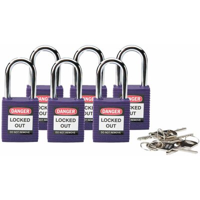 Kłódka bezpieczeństwo LOTO, nylonowa, szakla 38 mm, fioletowa, 813637
