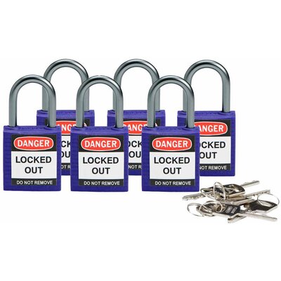 Kłódka bezpieczeństwa LOTO, kompaktowa, nylonowa, szekla 25 mm, fioletowa, 814121