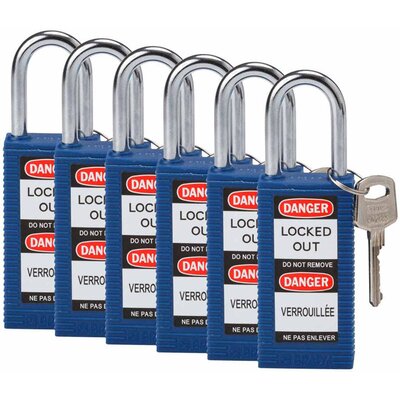Kłódka bezpieczeństwa LOTO, z długim korpusem, niebieska, 834462