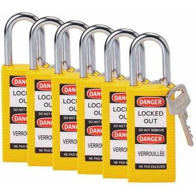 Kłódka bezpieczeństwa LOTO, z długim korpusem, żółta, 834465