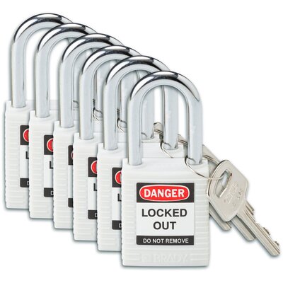 Kłódka bezpieczeństwo LOTO, nylonowa, szakla 38 mm, biała, 813638