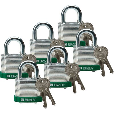 Kłódka LOTO stalowa, laminowana, szekla 20 mm, zielona, 814090