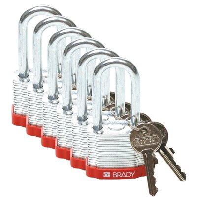 Laminowane kłódki LOTO stalowe, z układem blokowania klucza, 814097