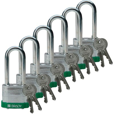 Kłódka LOTO stalowa, laminowana, szekla 51 mm, zielona, 814108