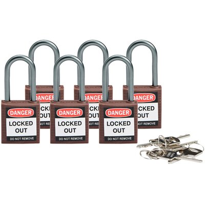 Kłódka bezpieczeństwa LOTO, kompaktowa, nylonowa, szekla 38 mm, brązowa, 814130