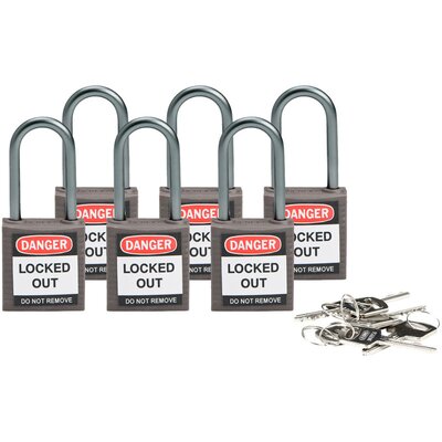 Kłódka bezpieczeństwa LOTO, kompaktowa, nylonowa, szekla 38 mm, szara, 814133