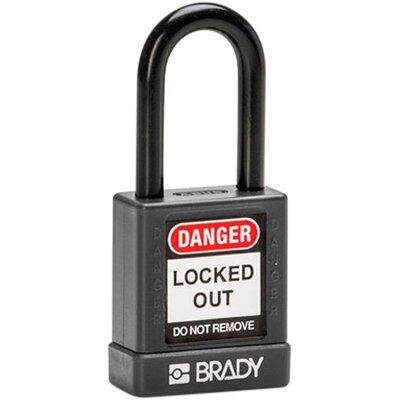 Kłódka bezpieczeństwa LOTO aluminiowa, szekla 38 mm, czarna, 834469