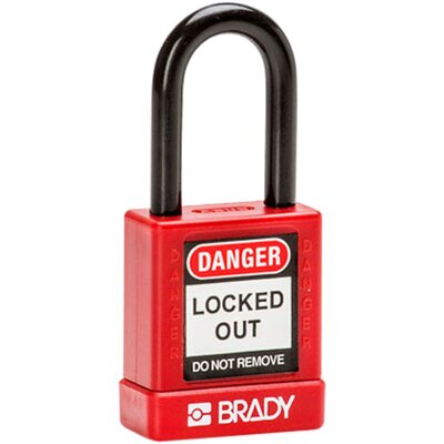 Kłódka bezpieczeństwa LOTO aluminiowa, szekla 38 mm, czerwona, 834470