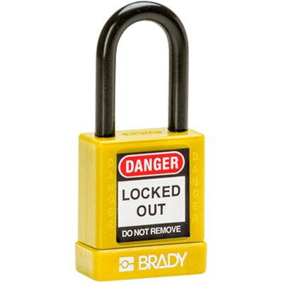 Kłódka bezpieczeństwa LOTO aluminiowa, szekla 38 mm, żółta, 834471