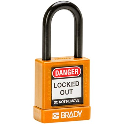 Kłódka bezpieczeństwa LOTO aluminiowa, szekla 38 mm, pomarańczowa, 834473