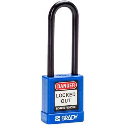 Kłódka bezpieczeństwa LOTO aluminiowa, szekla 75 mm, niebieska, 834474