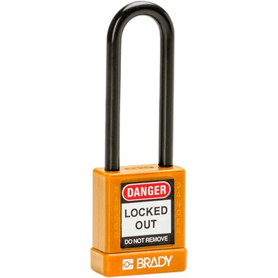 Kłódka bezpieczeństwa LOTO aluminiowa, szekla 75 mm, pomarańczowa, 834479