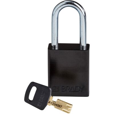Kłódka bezpieczeństwa LOTO SafeKey, aluminiowa, szekla 38 mm, czarna, 150243