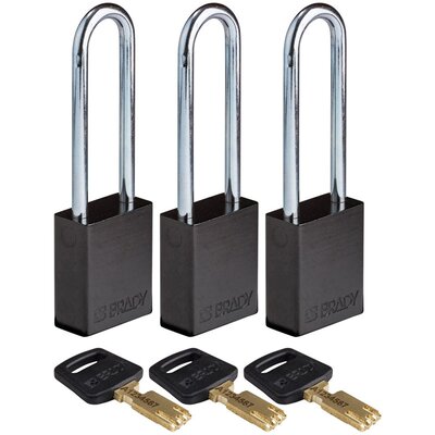 Kłódka bezpieczeństwa LOTO SafeKey, aluminiowa, szekla 76 mm, czarna, 150217