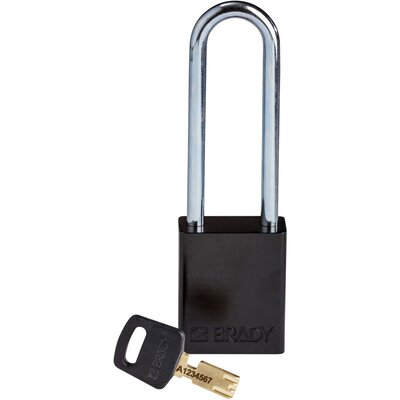 Kłódka bezpieczeństwa LOTO SafeKey, aluminiowa, szekla 76 mm, czarna, 150331
