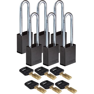 Kłódka bezpieczeństwa LOTO SafeKey, aluminiowa, szekla 76 mm, czarna, 150216
