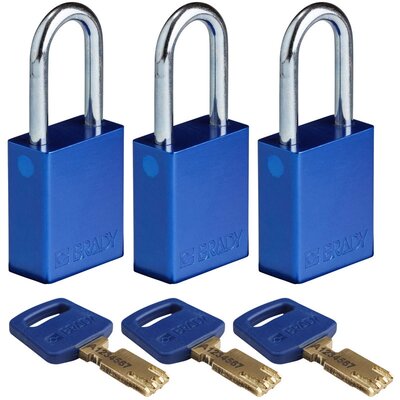 Kłódka bezpieczeństwa LOTO SafeKey, aluminiowa, szekla 38 mm, niebieska, 150261