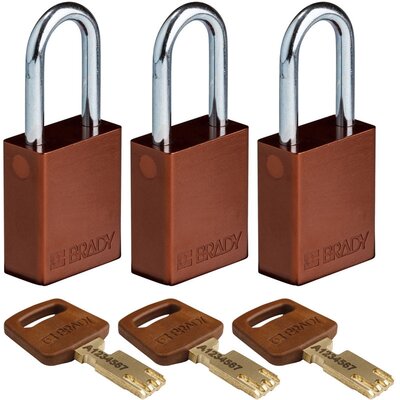 Kłódka bezpieczeństwa LOTO SafeKey, aluminiowa, szekla 38 mm, brązowa, 150260