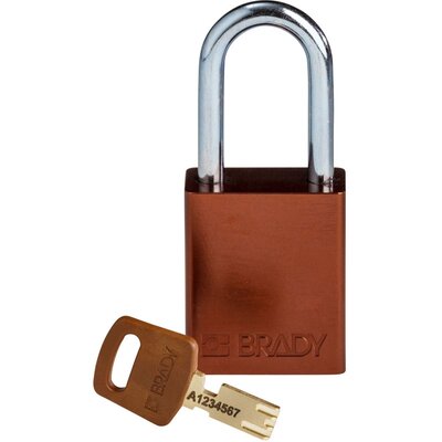 Kłódka bezpieczeństwa LOTO SafeKey, aluminiowa, szekla 38 mm, brązowa, 150286