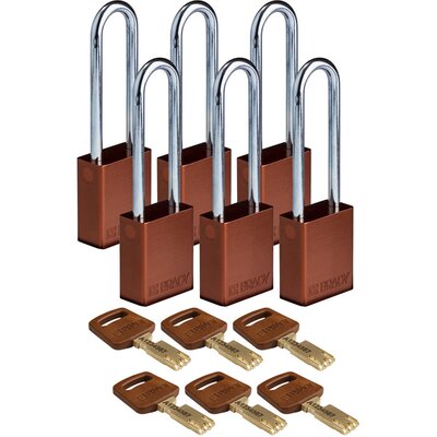 Kłódka bezpieczeństwa LOTO SafeKey, aluminiowa, szekla 76 mm, brązowa, 150235