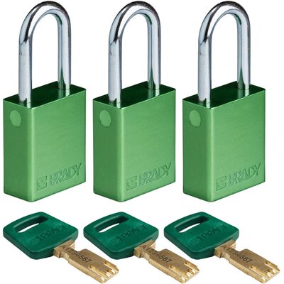 Kłódka bezpieczeństwa LOTO SafeKey, aluminiowa, szekla 38 mm, zielona, 150281