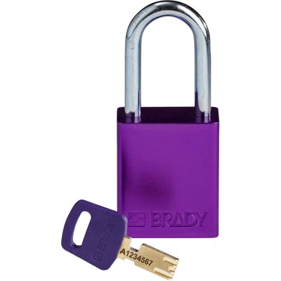 Kłódka bezpieczeństwa LOTO SafeKey, aluminiowa, szekla 38 mm, fioletowa, 150333