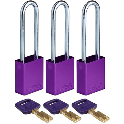 Kłódka bezpieczeństwa LOTO SafeKey, aluminiowa, szekla 76 mm, fioletowa, 150300