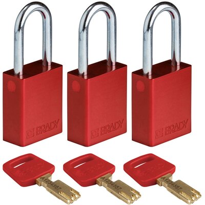 Kłódka bezpieczeństwa LOTO SafeKey, aluminiowa, szekla 38 mm, czerwona, 150262