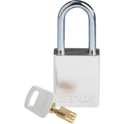 Kłódka bezpieczeństwa LOTO SafeKey, aluminiowa, szekla 38 mm, srebrna, 150242