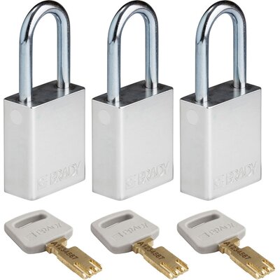 Kłódka bezpieczeństwa LOTO SafeKey, aluminiowa, szekla 38 mm, srebrna, 150304