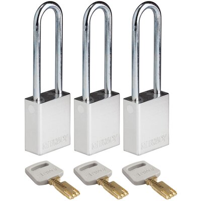 Kłódka bezpieczeństwa LOTO SafeKey, aluminiowa, szekla 76 mm, srebrna, 150276