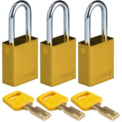 Kłódka bezpieczeństwa LOTO SafeKey, aluminiowa, szekla 38 mm, żółta, 150282