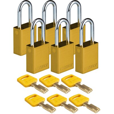 Kłódka bezpieczeństwa LOTO SafeKey, aluminiowa, szekla 38 mm, żółta, 150219