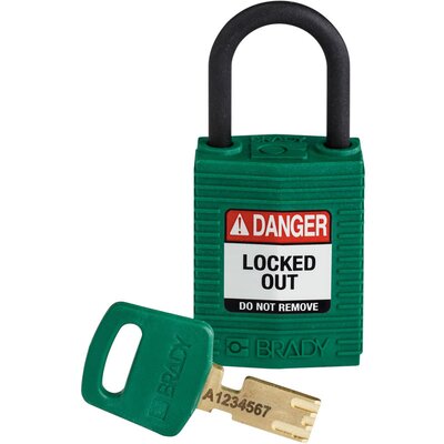 Kłódka LOTO SafeKey kompaktowa, nylonowa, szekla 25 mm, zielona, 150182