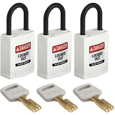 Kłódka LOTO SafeKey kompaktowa, nylonowa, biała, 150197